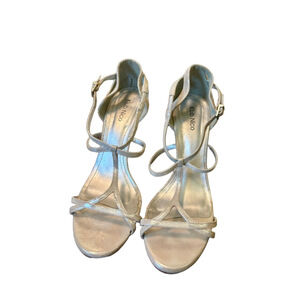 Klub Nico Silver Strappy Heels Sandals Size 9 Leather Sole Made in Brazil